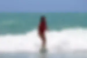 Candid surfers in bikinis