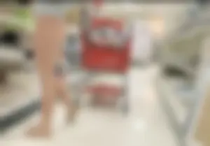 Blonde Milf in skin tone leggings and flip flops