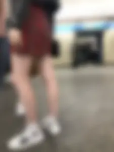 Hot slim legs in subway