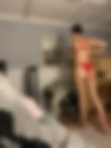 Tall Long-Legged Girl Who Has a Giant Booty And Very Long Legs Home Creepshot Wearing Red Lingerie