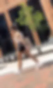 Curly Campus Brunette with amazing Bubble Butt in Tight Shorts (oc)