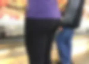Big boobed brunette in leggings grocery shopping with a nice ass too