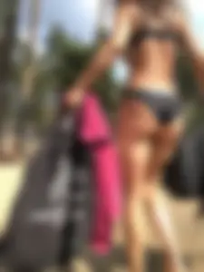 Hot Skinny Milf in Swimsuit Walking at a Beach