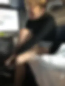 Cute Girl in Mini Shorts and White Socks at the Train Sleeping Car Candid Photos