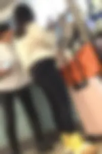 nerdy asian round ass at airport cafe