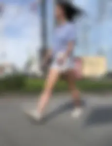 Girl With Awesome Muscular Body in White Shorts Street Creepshots Gallery