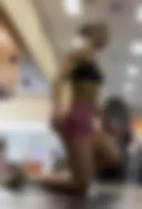 Bubble Butt Blonde Stretching at the Gym