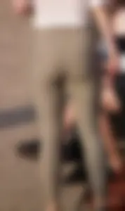Cute skinny girl in light leggings with vpl
