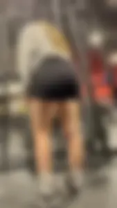 Tall Gym Blonde In Black Shorts (Bends Over)