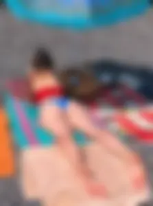 Creepshots of a friends sexy girlfriend in a blue bikini bottom
