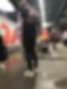 Teen Girl in Tights And Sneakers Standing on the Train Platform VPL Photos