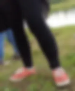 Feet Closeups in Sneakers And Tight Black Jeans - Countryside Creepshots