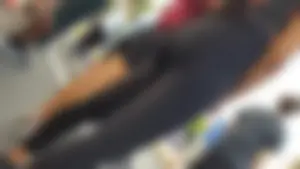 Skinny Teen in Tights on the Street Booty and Legs Closeup Photos
