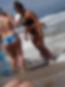 Thick beach babe with big booty and big boobs