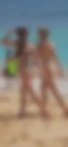 Two girls, two thong bikinis, 4 firm and bouncy bubble cheeks