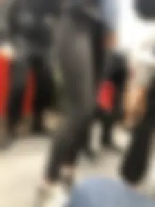 Long Skinny Legs in Black Denim - Subway Train Closeup Candid