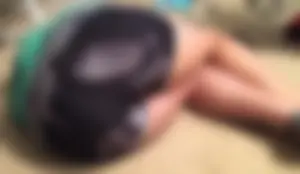 Girlfriend or sister laying down in spandex shorts with a nice ass