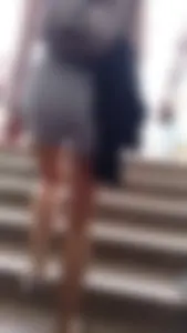 Perfect Hot Legs in Shorts on the City Stairs - Street Candid Gallery