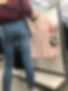 Cute Blonde Girl in Tight Blue Jeans Store Candid