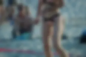 Amazing Sexy Casual Volleyball Player in Swimsuit on the Beach Creepshots Collection