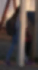 Girl next door teen walking to car in various tight jeans