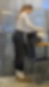 Skinny And Tight College Girl In Blue Leggings Bends Over For Me (Upshots)
