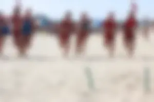 Lifeguard tournament girls on the beach