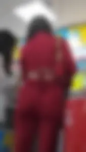 Hot minx in a slutty red outfit