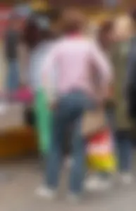 Street market milfs wearing jeans