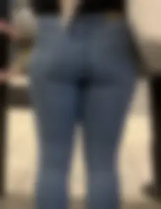 Slim thick blonde baddie in denim jeans