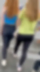 Ginger in tight black leggings