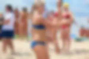 Lifeguard tournament girls on the beach