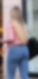 Blonde teen in tight jeans nice ass. I got busted?