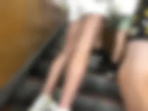 Firm Booty in Shorts and Fit Legs - Girl on an Escalator Low Angle Creepshots