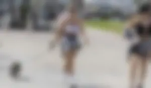Hot candid chicks walking their dogs creepshots