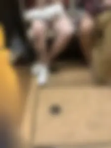 Blonde Candid Teen in Shorts With Tattooed Legs Subway Train and Escalator Creepshots Series