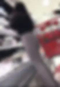 Round juicy Latina booty in gray yoga flare at target