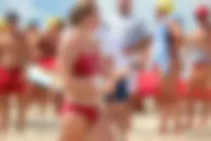 Lifeguard tournament girls on the beach