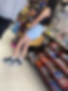 Asian in Jean Shorts at Liquor Store