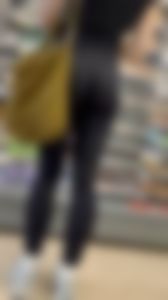 Girl In Black Leggings Has A Nice Little Bubble