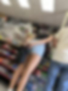 Asian in Jean Shorts at Liquor Store