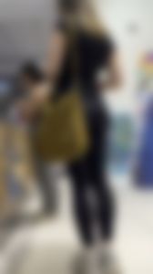 Girl In Black Leggings Has A Nice Little Bubble