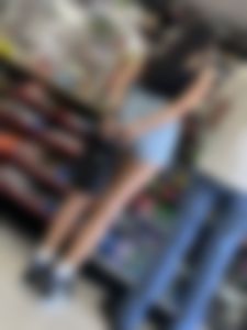 Asian in Jean Shorts at Liquor Store