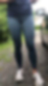 Hot late 40s striped yoga pants ass walking close up pt 3