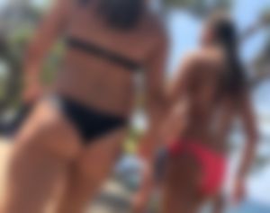 Hot Bikini Teens walking along the beach