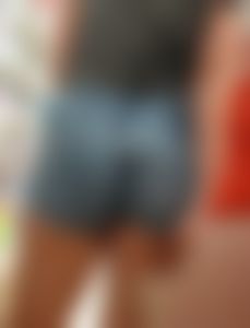 Brunette in jean shorts shopping @ walmart with friends