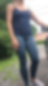 Hot late 40s striped yoga pants ass walking close up pt 3