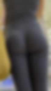 Girl In Black Leggings Has A Nice Little Bubble