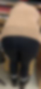 Black legging girl bending over