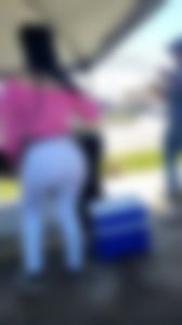 Juice lady in white tight jeans showing me her goods 2